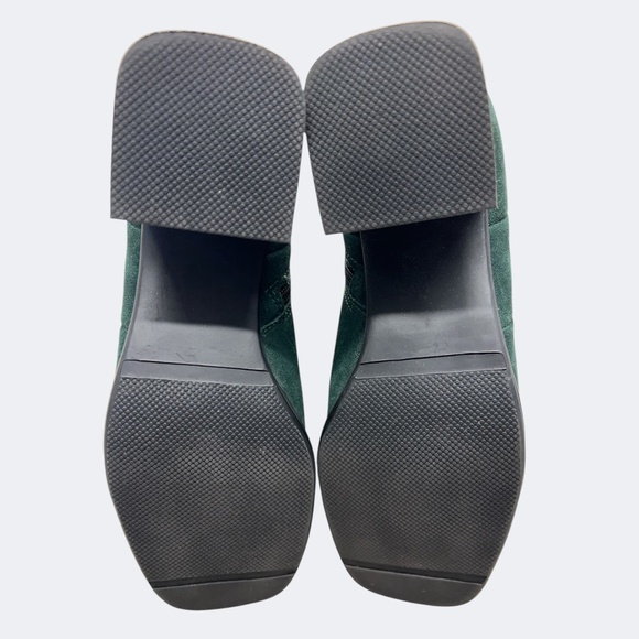 White Mountain Ankle Boots Women 7.5 Green Suede Leather Block Heel Zip Closure - Picture 4 of 11